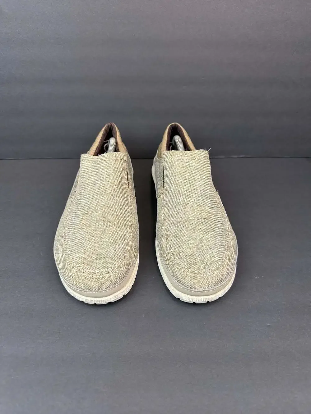 Crocs Santa Cruz Playa Slip-On Khaki Stucco Canvas Loafers Men's Size 10